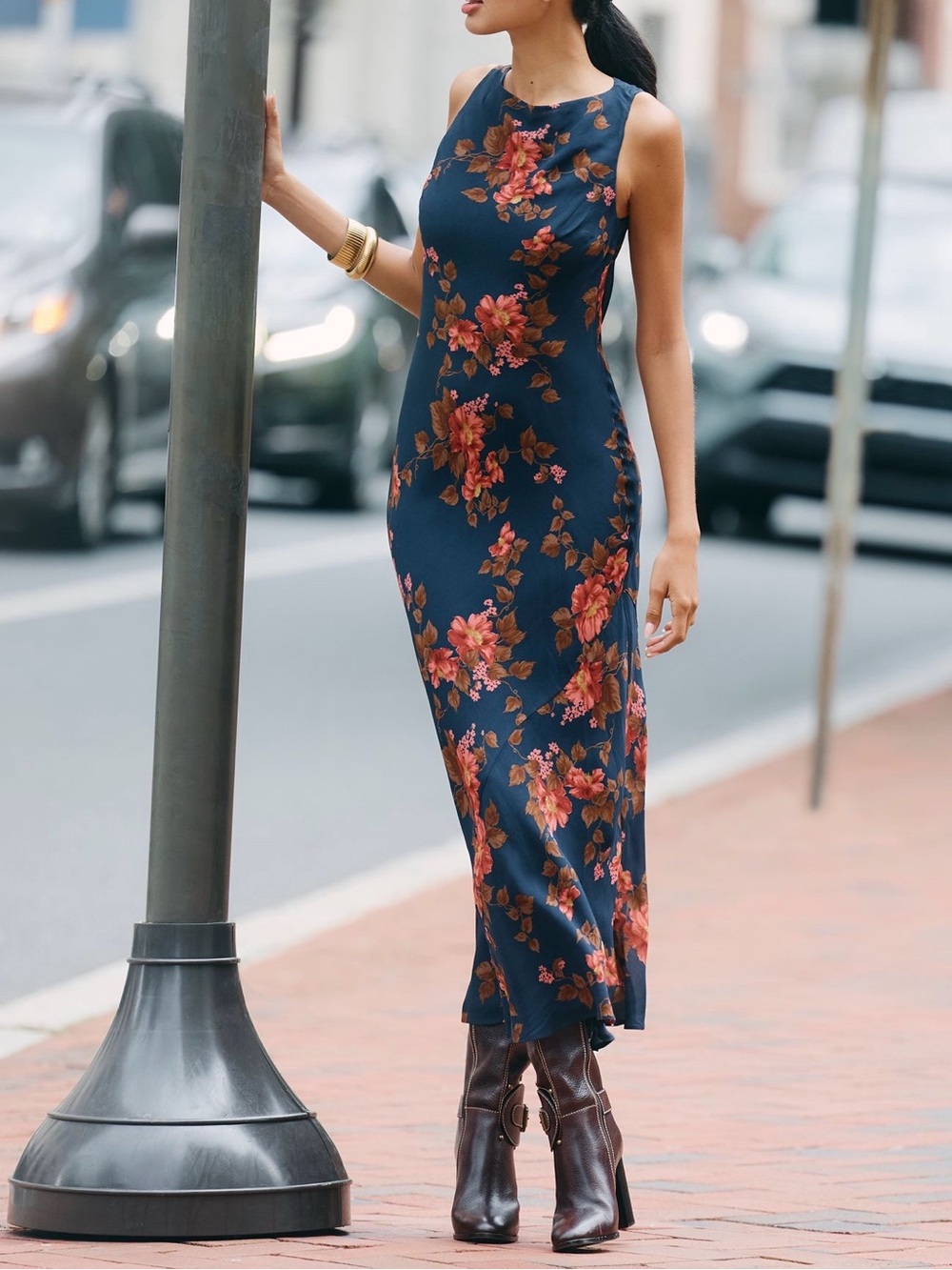 NWT Reformation Prescott Sleeveless Maxi Dress in Navy Floral XS